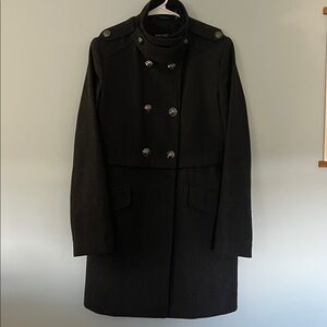 Nine West Women's Charcoal Double-Breasted Wool Blend Trench Coat